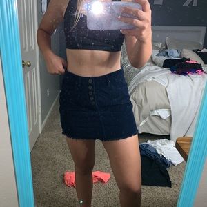 Navy blue button up skirt